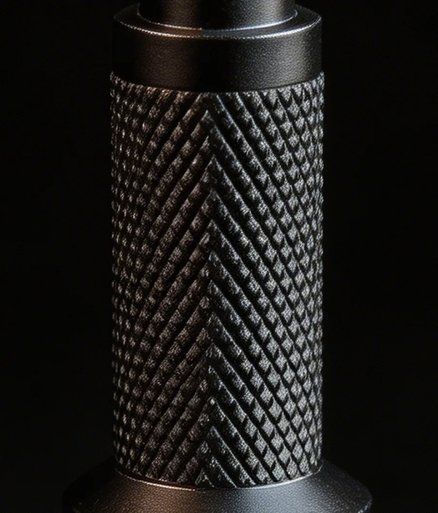 Close up of the diamond knurled grip